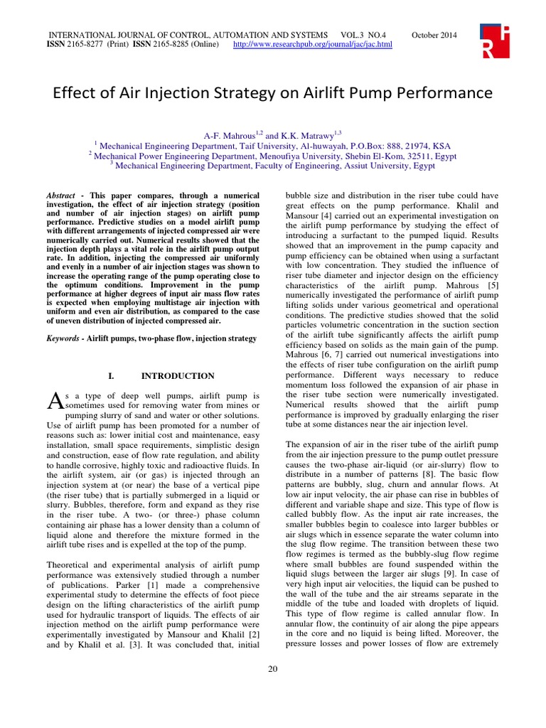 Effect Injection On Air Lift Pump PDF Pump Fluid Dynamics