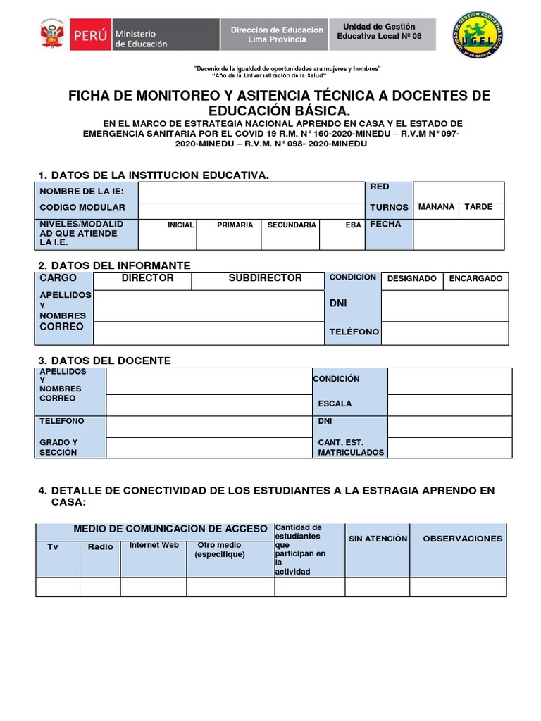 Ficha de Monitoreo Docente Agp | Descargar gratis PDF | Aprendizaje ...