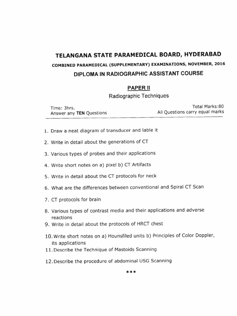 Radiographic 2 Previous Question Papers PDF Radiography Radiology