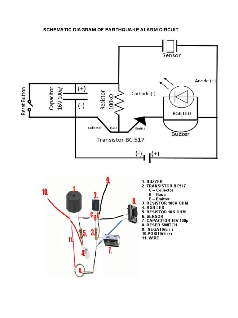 Schematic Diagram of Earthquake Alarm Circuit | PDF
