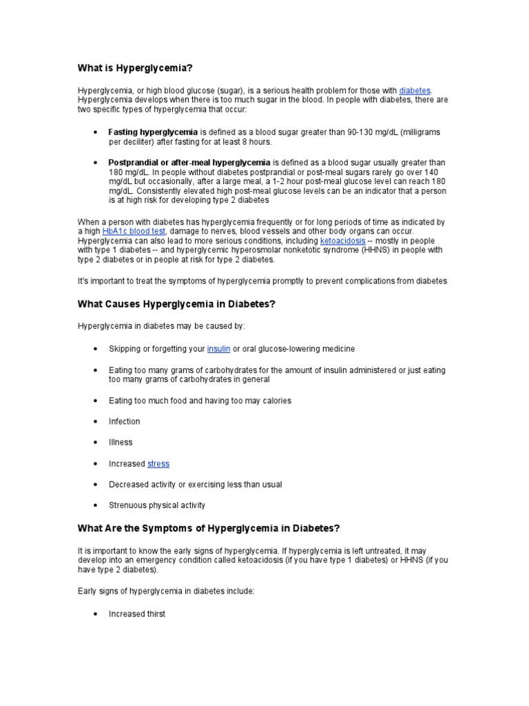 Understanding Hyperglycemia in Diabetes | PDF | Hyperglycemia ...