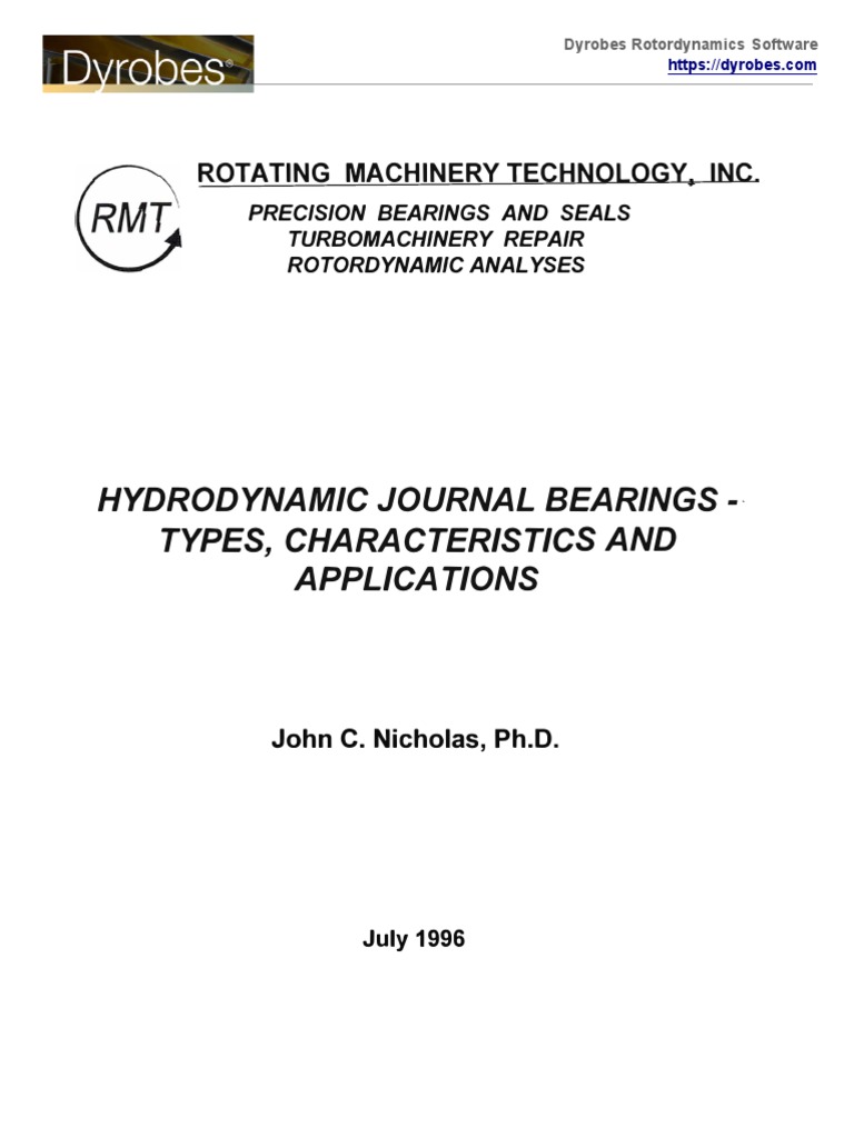 Hydrodynamic Journal Bearings Types Characteristics and Applications