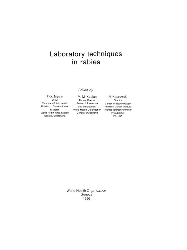 Laboratory Techniques in Rabies: Fourth Edition | PDF | Vaccines | Rabies