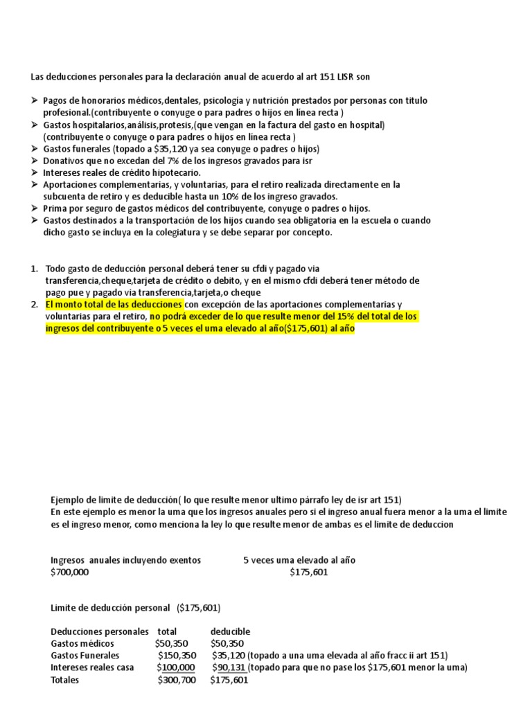 Deducciones Personales | PDF