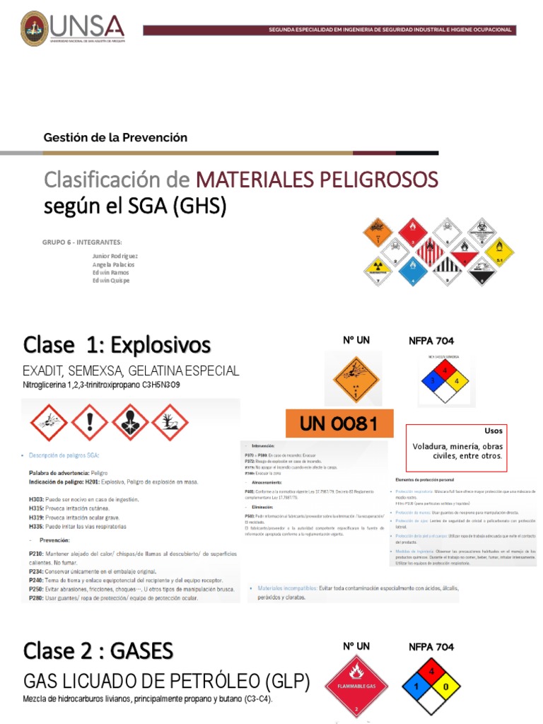 Clasificación de Materiales Peligrosos SGA | PDF | Combustibles | Gas ...