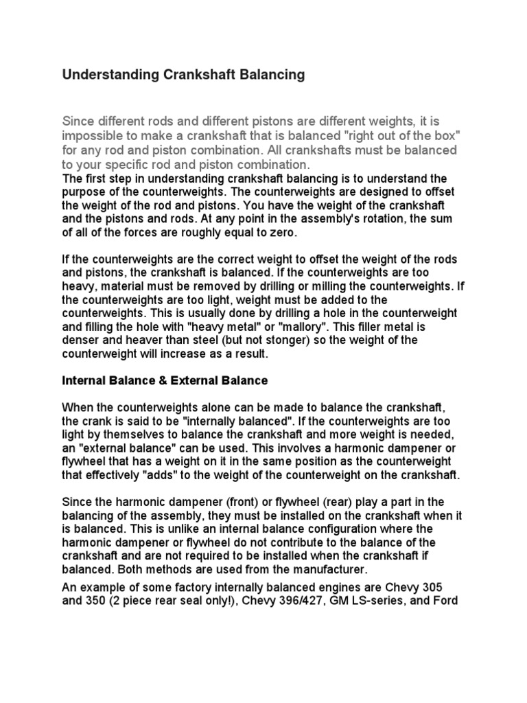 Understanding Crankshaft Balancing PDF Machines Mechanical