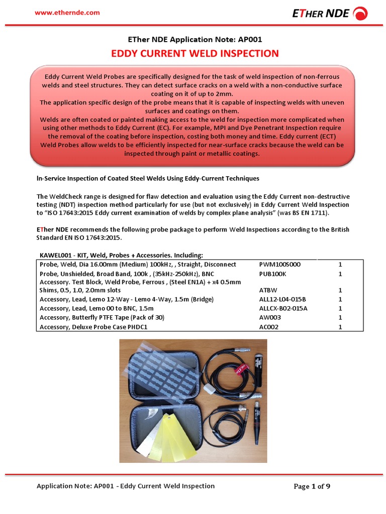 Eddy Current Weld Inspection Guide | PDF | Nondestructive Testing | Welding
