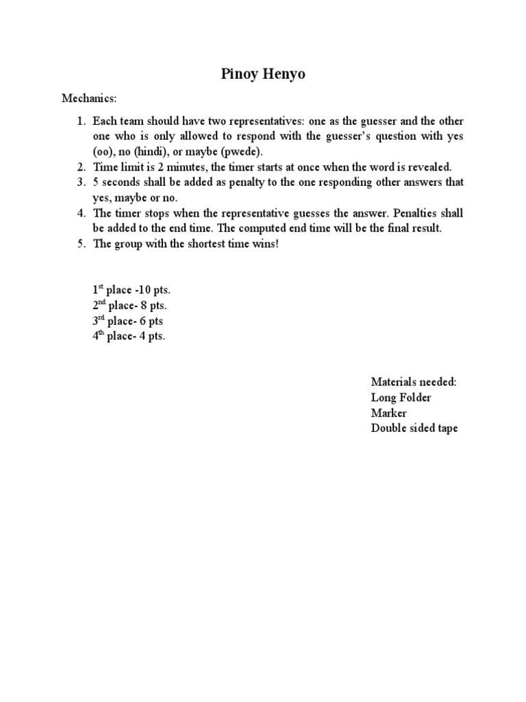 Pinoy henyo mechanics pdf