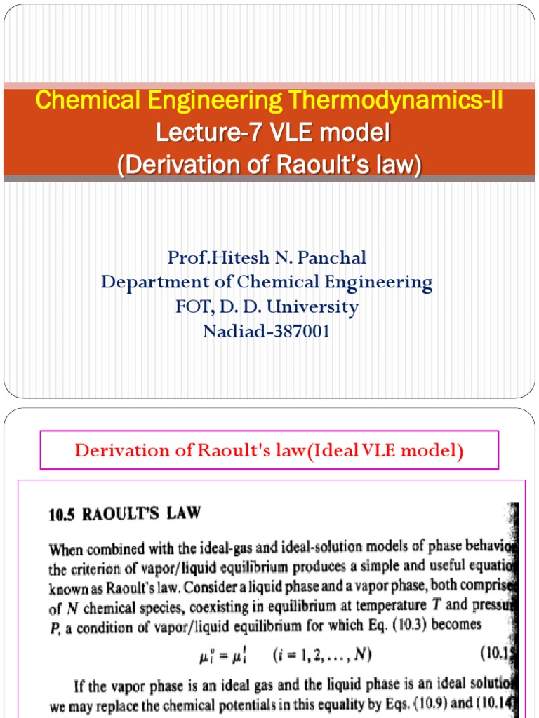 Lecture-7 VLE Model-Raoult's Law | PDF