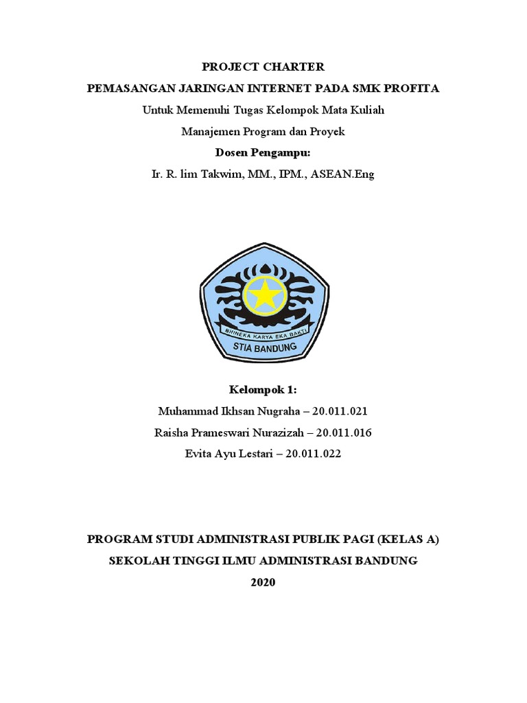 Kel 1 project charter pemasangan jaringan internet pdf