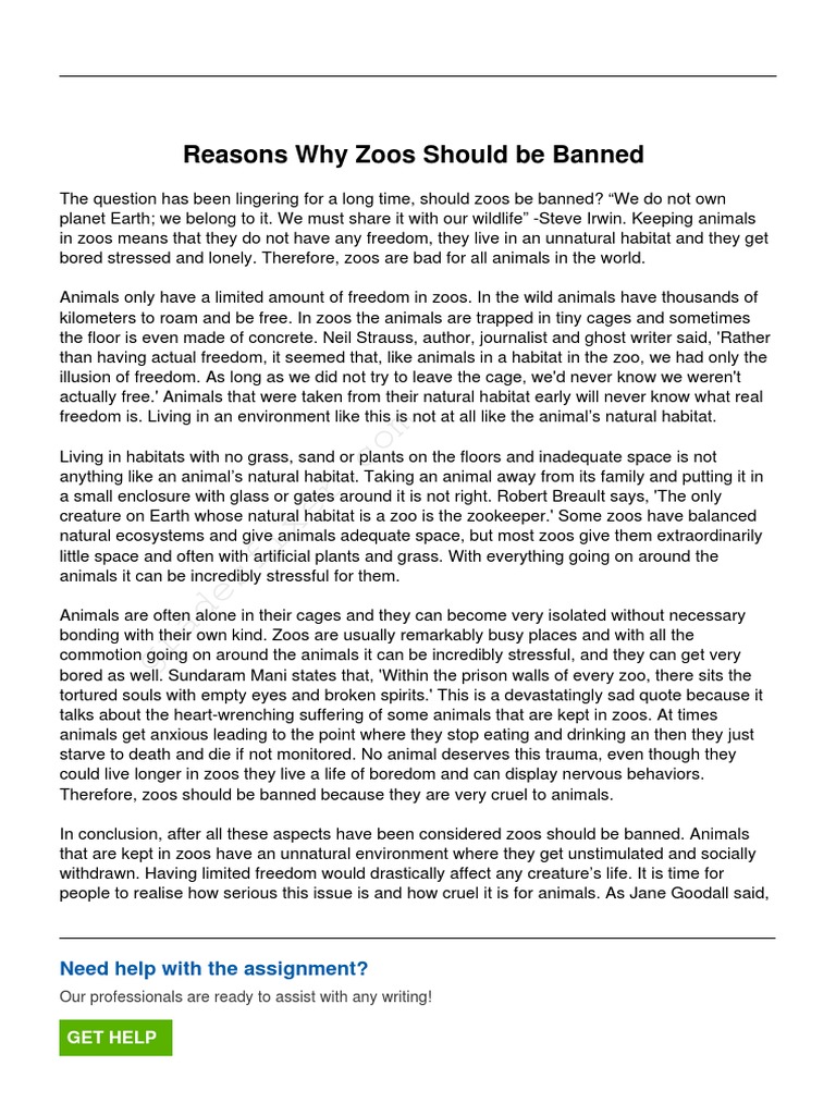 Reasons Why Zoos Should Be Banned PDF Zoo Habitat