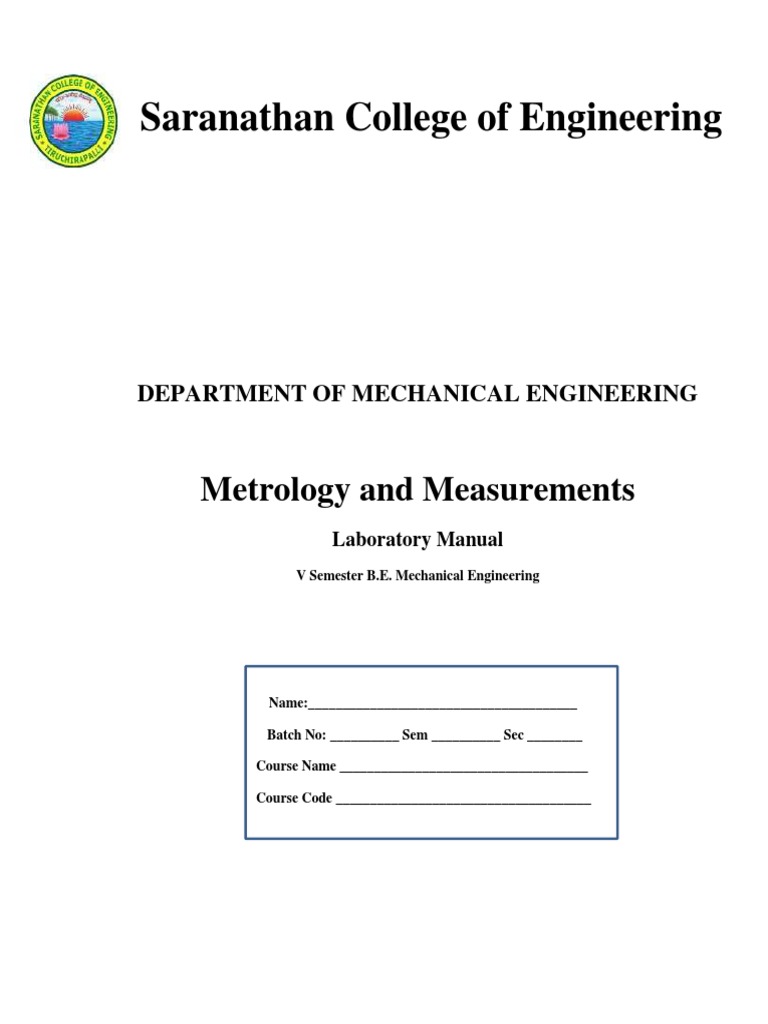 ME8513 Lab Manual PDF Gear Metrology
