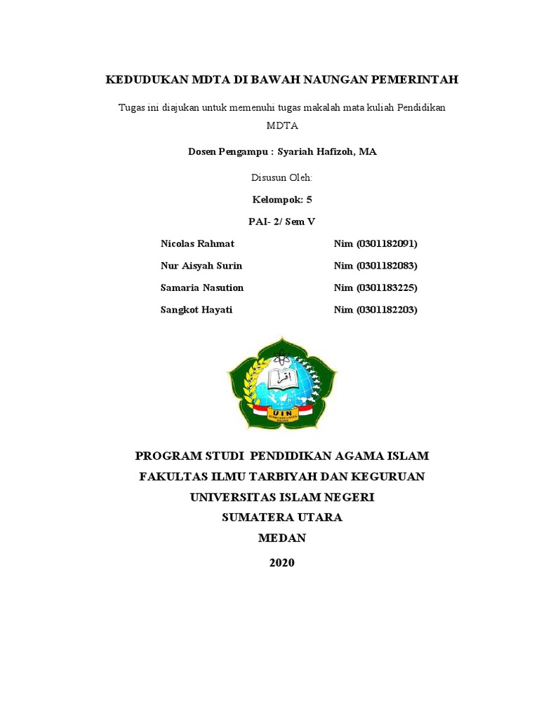 Mdta Kelompok 5 | PDF | Karier & Perkembangan