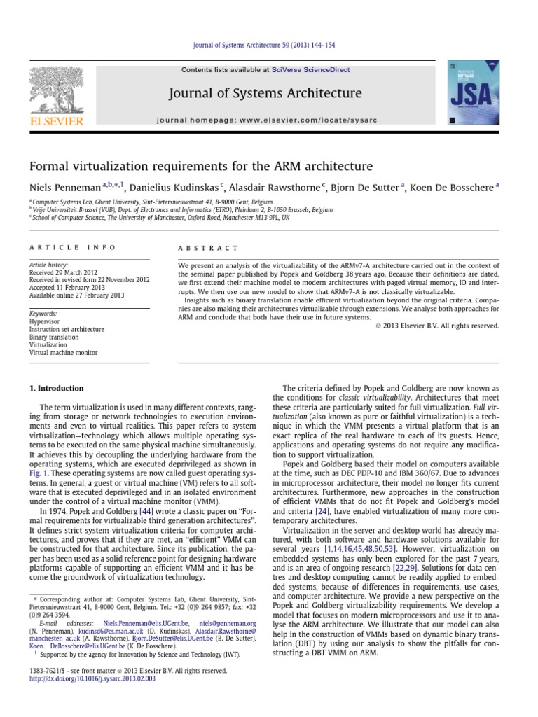 Journal of Systems Architecture | PDF | Operating System | Computer ...
