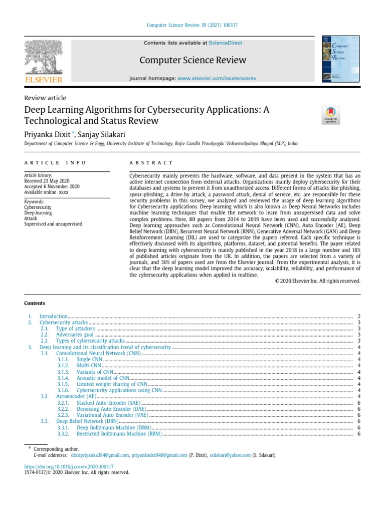 Deep Learning Algorithms For Cybersecurity | PDF | Deep Learning ...