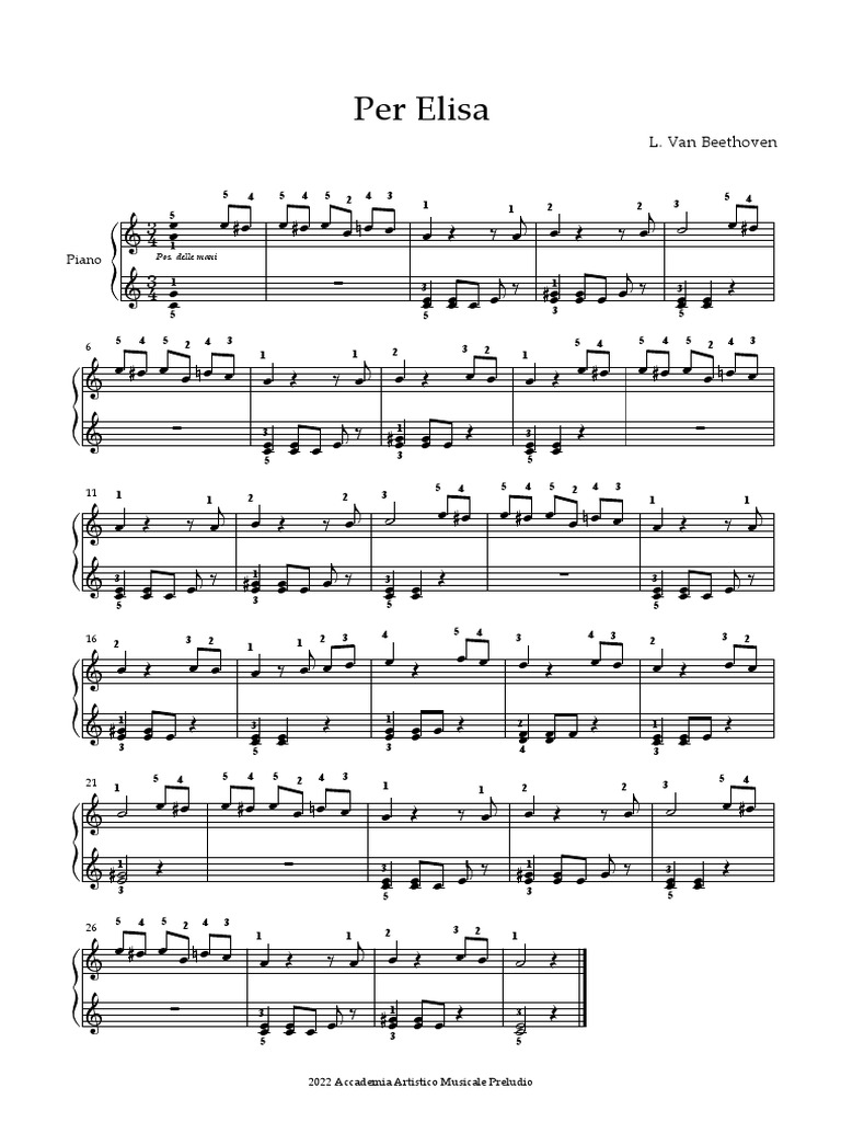 Beethoven Per Elisa Piano Ultra Easy PDF