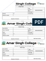 Semester 5 & 6 Admission Form Fee Receipt