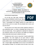 Message of PBGEN YU For The Ceremonial Oath-Taking, Donninf and Pinning of Ranks