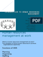 Introduction To Human Resources Management