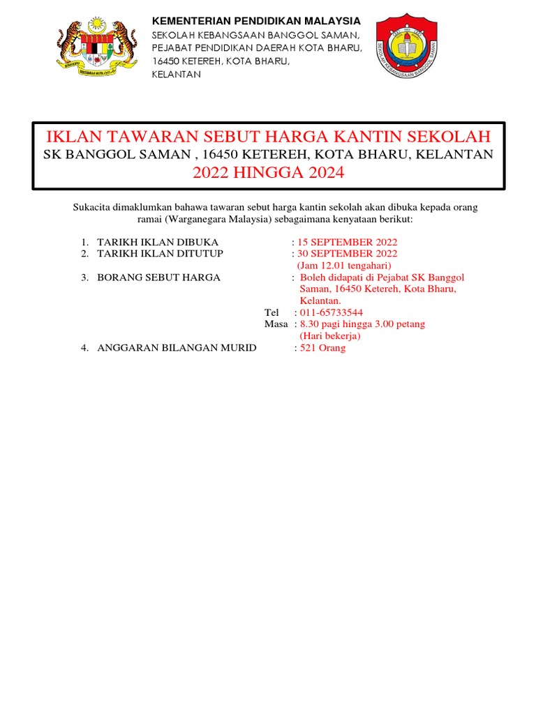 Iklan Tawaran Sebut Harga | PDF
