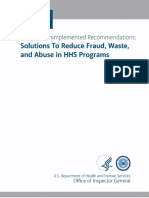 Top 25 Unimplemented Recommendations to Reduce Fraud, Waste, and Abuse