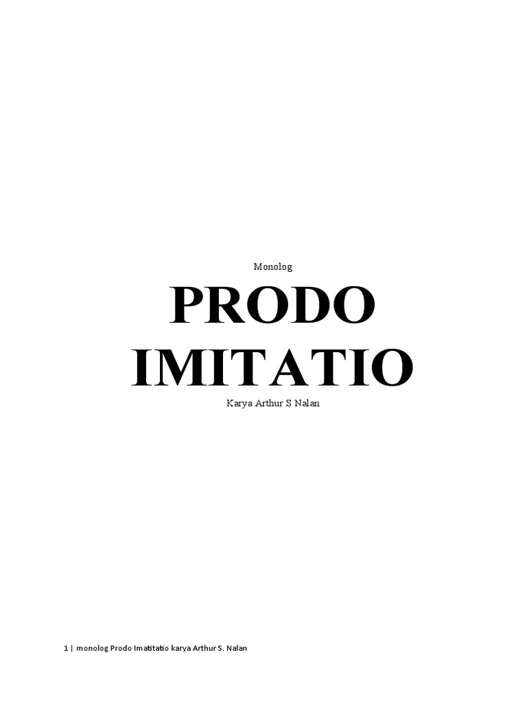 Monolog Prodo Imitatio oleh Arthur S. Nalan | PDF | Seni | Fiksi Umum