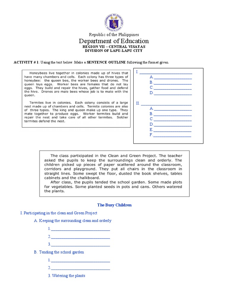 Sentence Outline for Clean and Green Project | PDF