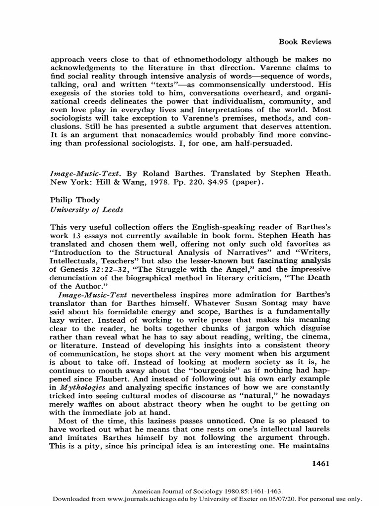 Analyzing Language in Context: A Review of Roland Barthes' 