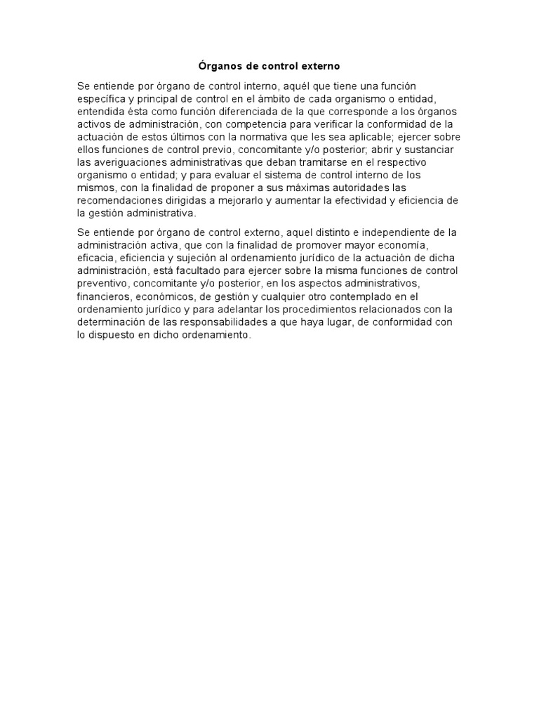 Funciones de los Órganos de Control Externo | PDF