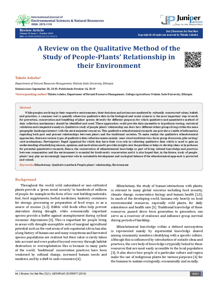 Qualitative Method PDF Focus Group Ethnobotany