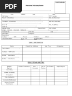 Personal History Form (Factory. New)