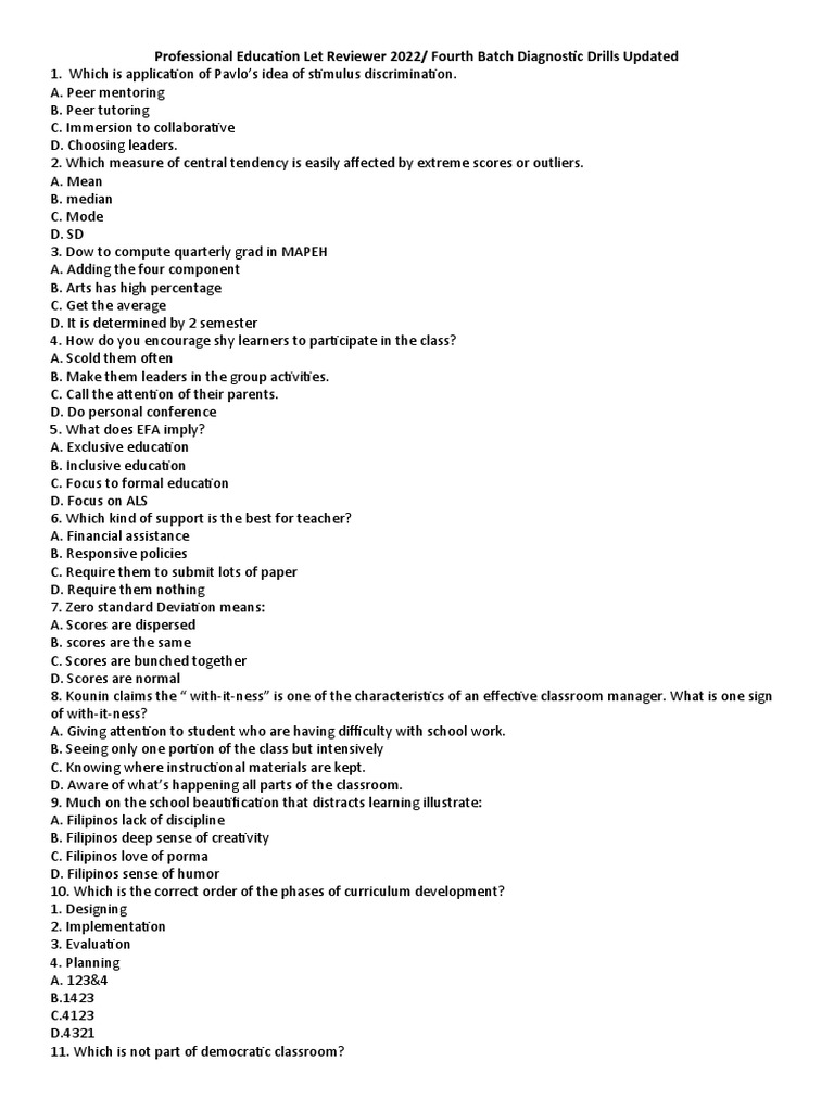 Professional Education Let Reviewer 2022 Pdf