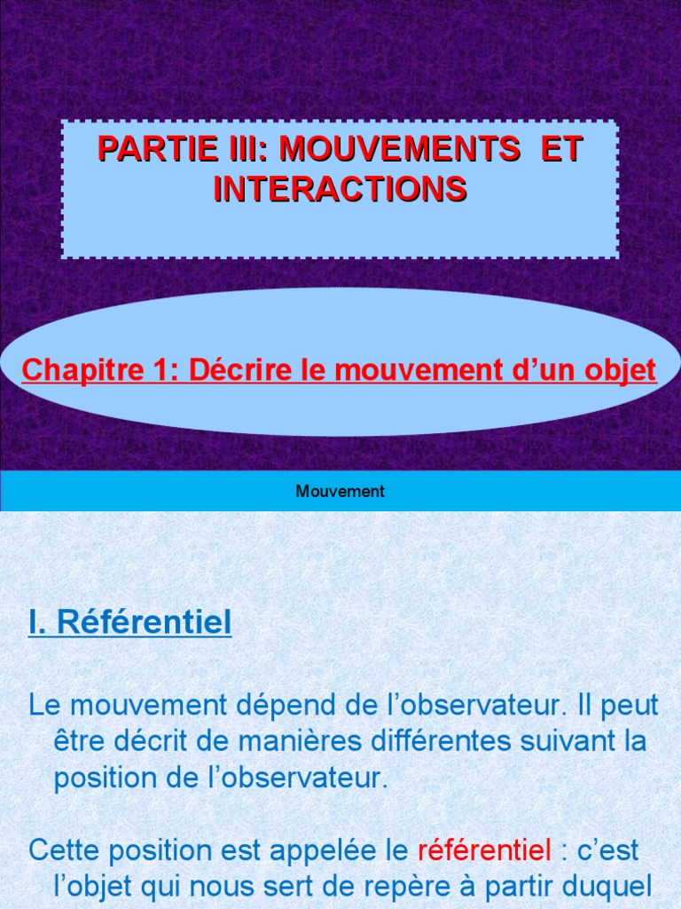 Comprendre le mouvement et la vitesse | PDF