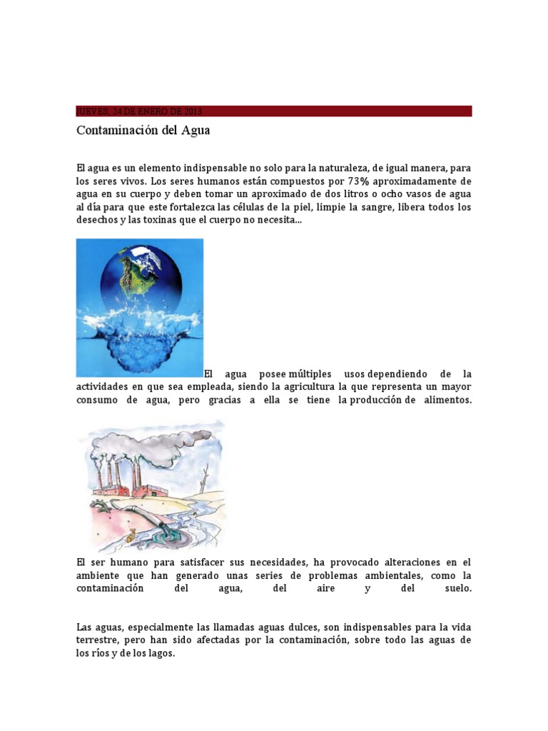 Contaminación del Agua y sus Efectos | PDF | Agua | La contaminación ...