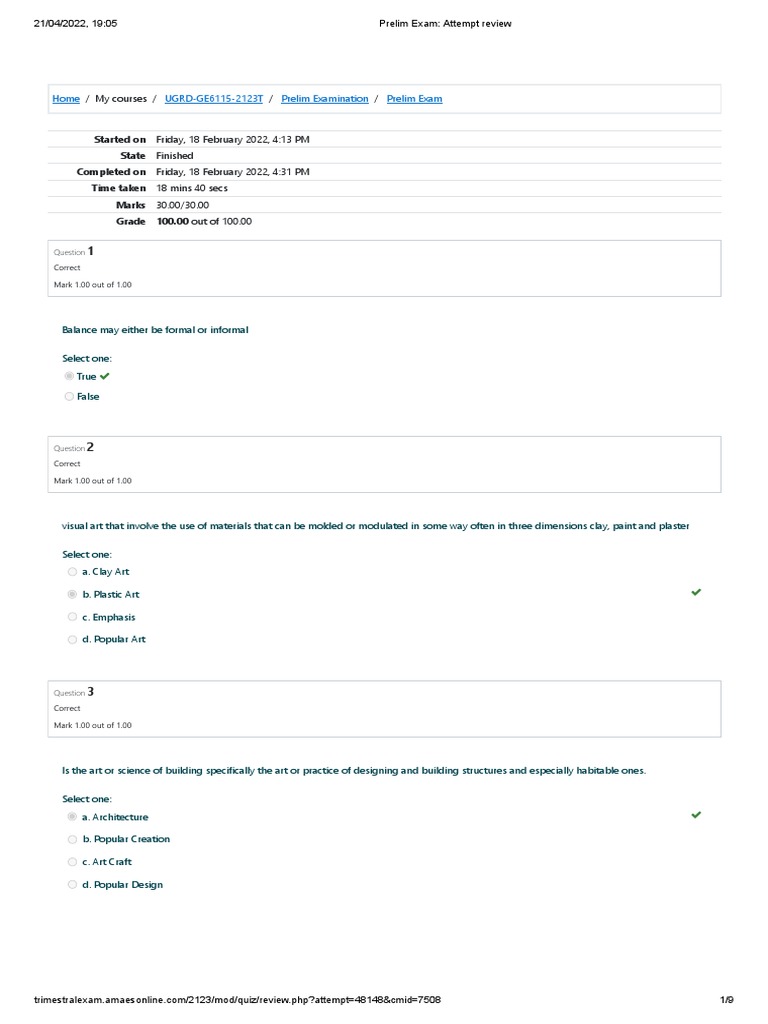 Art Appreciation (Prelim Exam_ Attempt 2 review) PDF Drawing