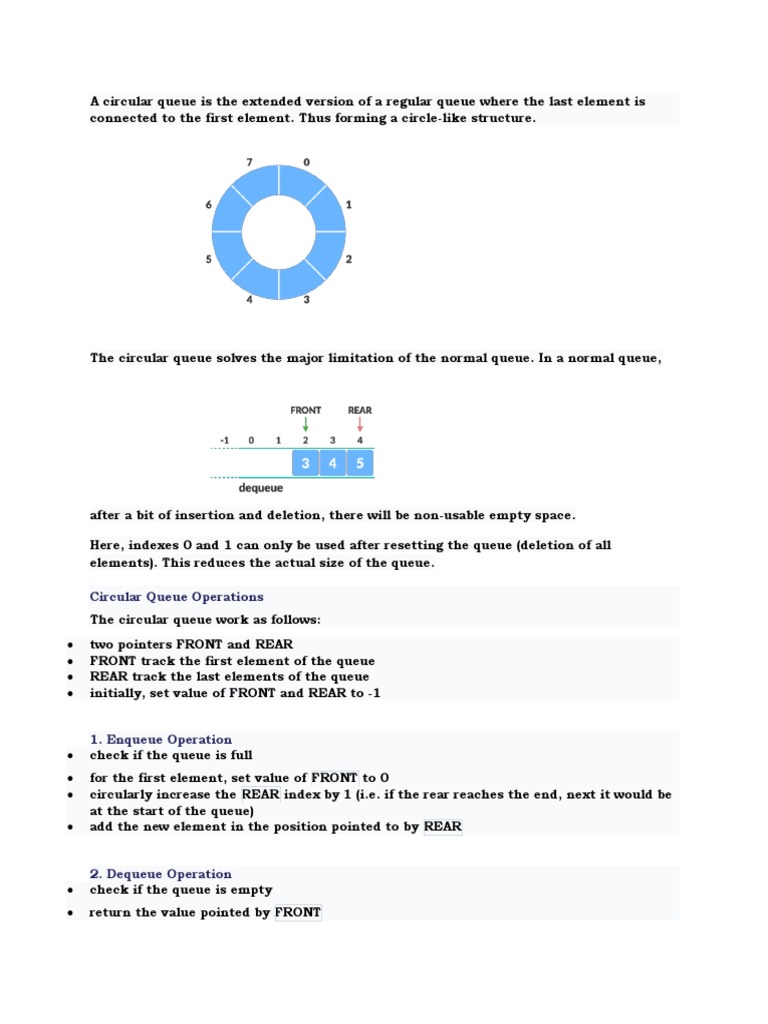 Circular Queue Operations | PDF | Queue (Abstract Data Type) | Computer ...