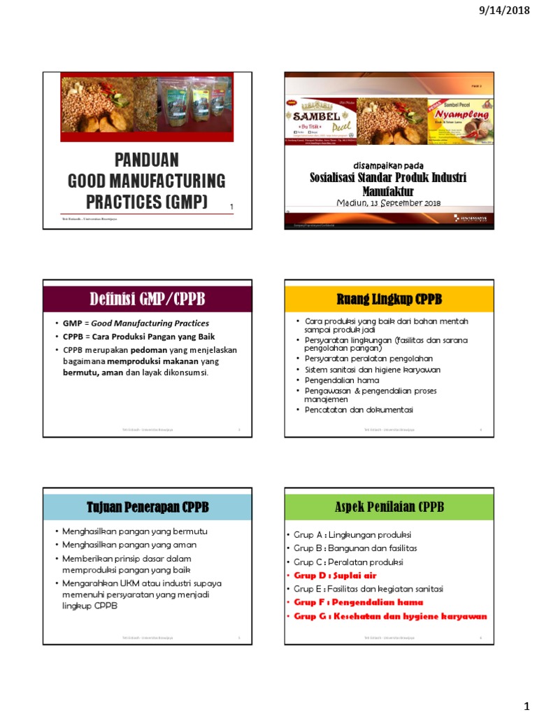 Panduan Good Manufacturing Practices (GMP) | PDF