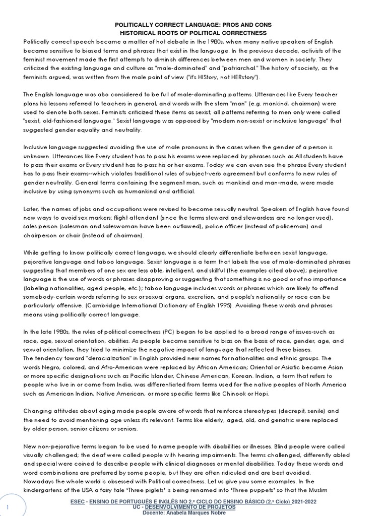 Understanding Politically Correct Language | PDF | Linguistics