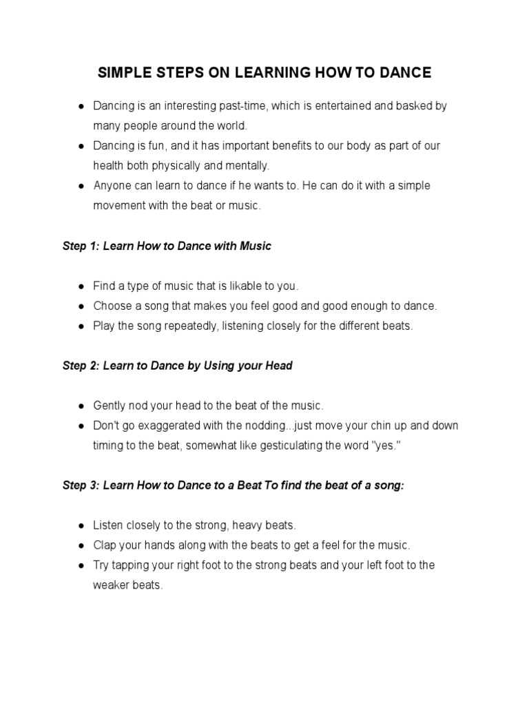 Simple Steps to Dance for Beginners | PDF
