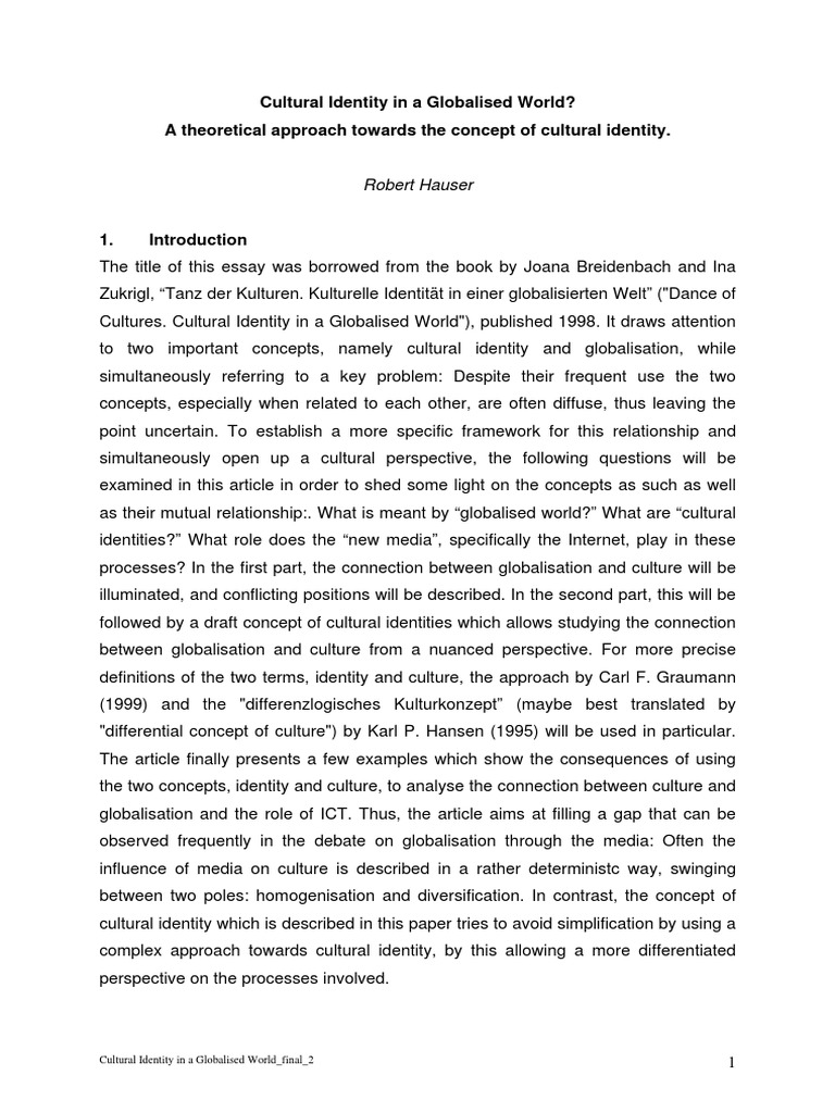 Cultural Identity and Globalisation Insights | PDF | Identity (Social ...