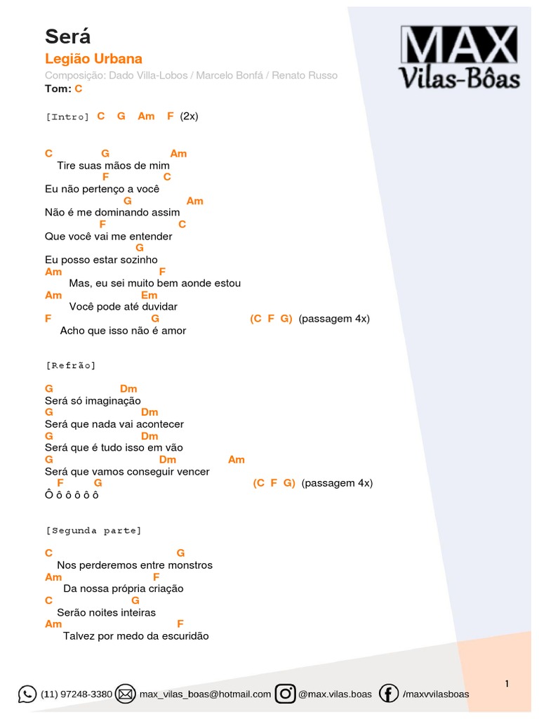 Será Legião Urbana Cifra PDF