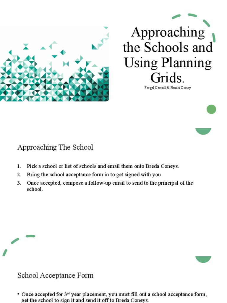Approaching The Schools and Using Planning Grids PDF Teaching