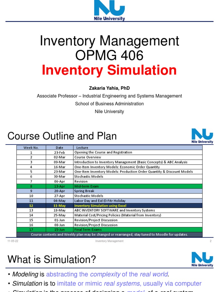 Inventory Management Course Outline | PDF | Simulation | Inventory