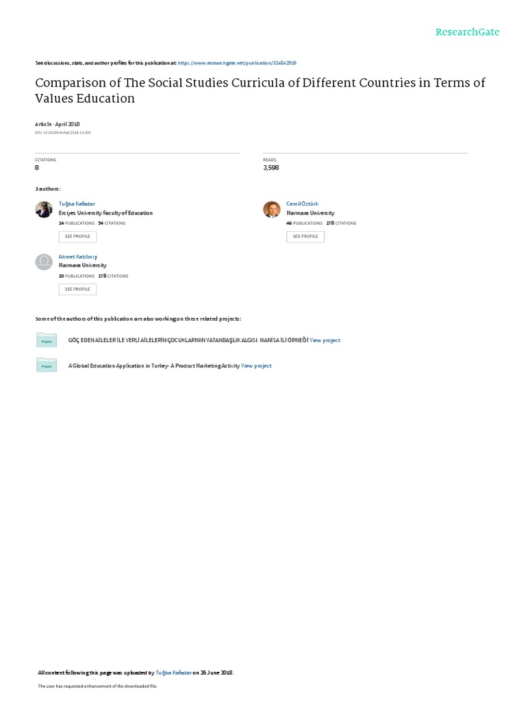 Comparison of The Social Studies Curricula of Different Countries PDF