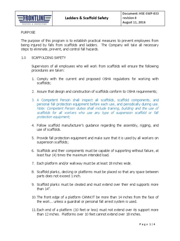 HSE SWP 033 Ladders Scaffold Safety PDF Scaffolding Ladder