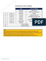 2023 - Public Holiday List Bangalore PDF