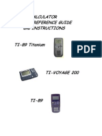 Quick Reference Guide and Instructions TI-89 Titanium: Calculator