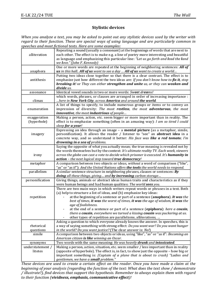 Stylistic Devices PDF Sentence (Linguistics) Cognition