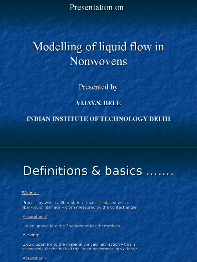 Liquid Absorption in Nonwoven Fabrics | PDF | Wetting | Porosity