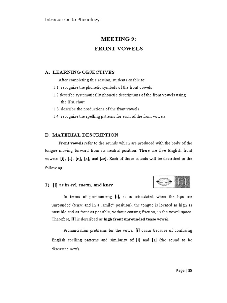 An InDepth Exploration of English Front Vowels Articulation, Symbols, Spelling
